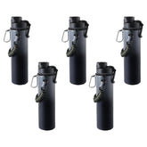 Kuber Industries Water Bottle | Steel Water Bottle for Daily Use | Vacuum Insulated Flask Water Bottle with Rope | Hot & Cold Water Bottle | 720 ML | LX-230603 | Pack of 5 | Black & Gray